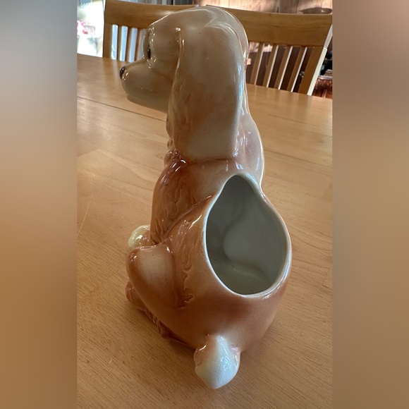 Vintage Ceramic Cocker Spaniel Planter- Glossy Brown and Cream - Picture 3 of 4